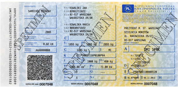 Zgubiony dowód rejestracyjny