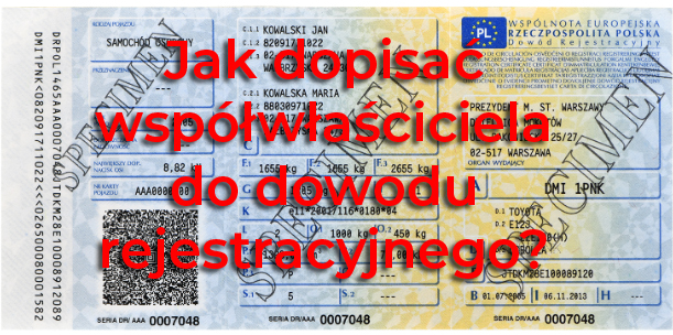 dopisanie współwłaściciela do dowodu rejestracyjnego